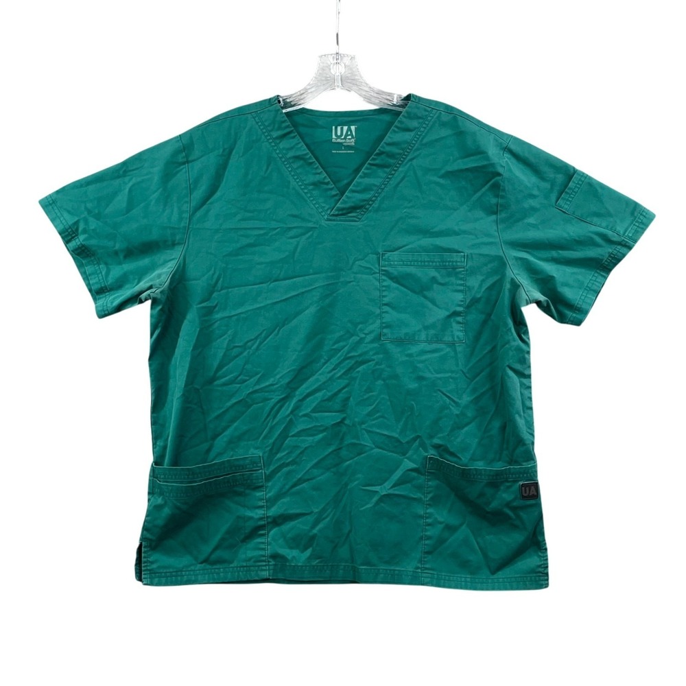 Butter-Soft Stretch Scrub Top Mens Large Teal Professional Uniform Tech Workwear